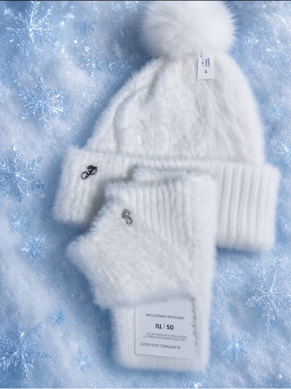PINK Victoria’s Secret - Fuzzy “P” Beanie & Fingerless Gloves Winter SET